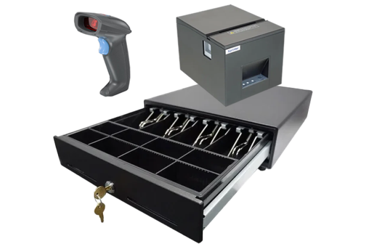 Barcode Scanner, Cash Drawer & Receipt Printer Hardware Bundle